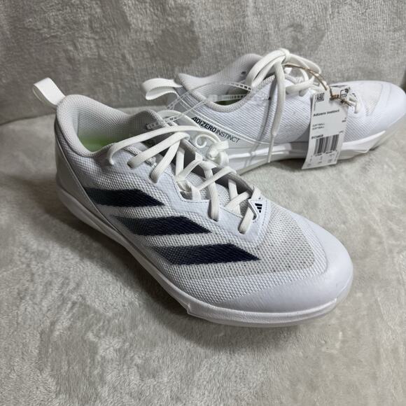 Adidas NEW Women Softball Cleats 8.5 Adizero Instinct Metal Spikes White Blue - Picture 1 of 9